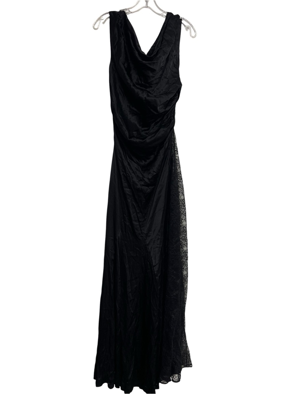 New NBD Rowan Black Gown Lace Panel Maxi Dress Ruched Off The Shoulder Formal - Picture 2 of 14